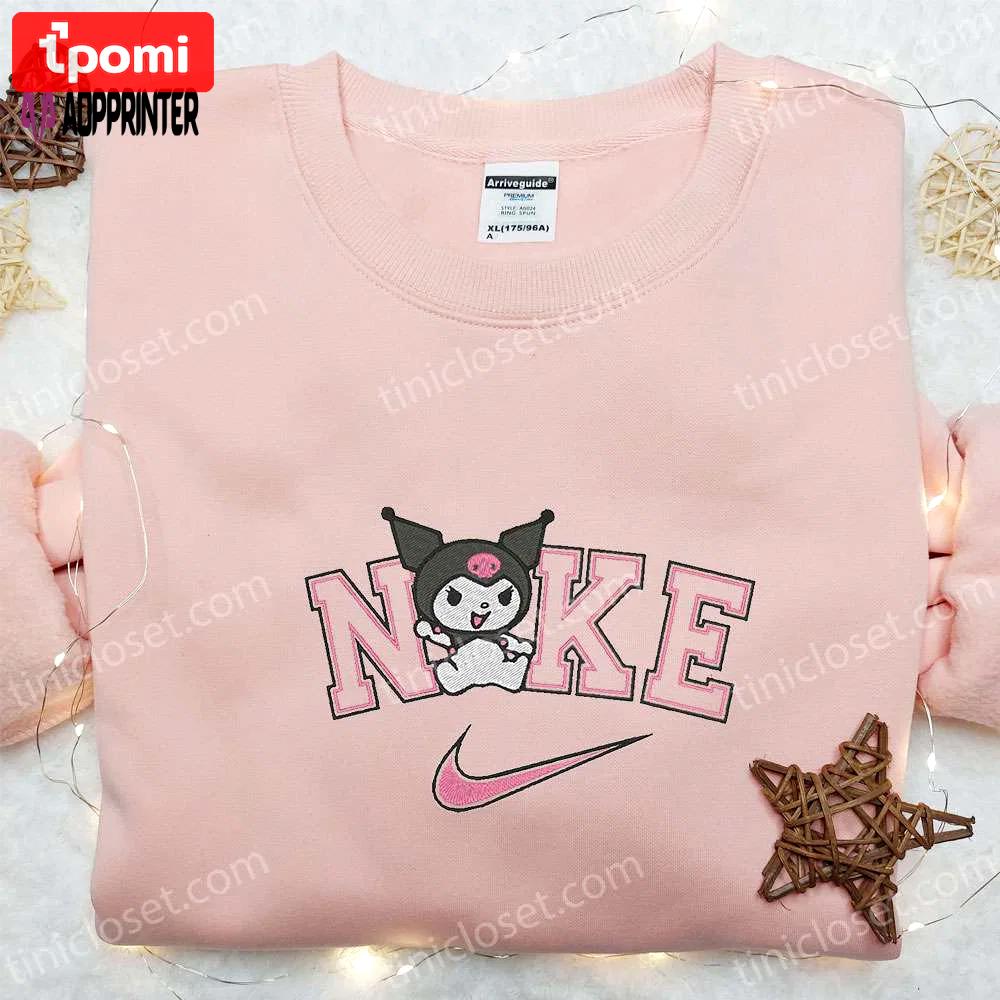 Kuromi x nike embroidered cartoon shirt: best nike inspired gift for family Embroidered Shirt
