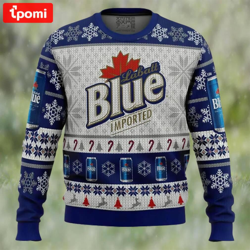 Labatt blue beer ugly christmas sweater, faux wool sweater, gifts for beer lovers, international beer day, best christmas gifts for 2022 ? prinvity Christmas Ugly Sweater