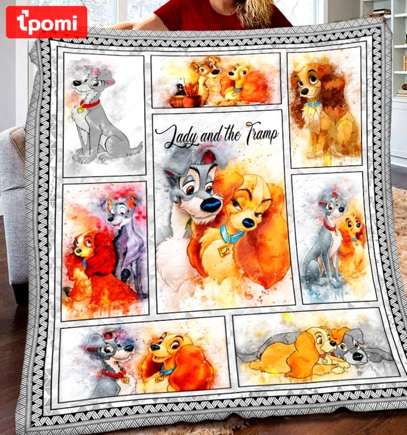 Lady and the tramp blanket, lady and the tramp fleece blanket, couch sofa blanket, lady and the tramp gift, christmas gifts Quilt Blanket