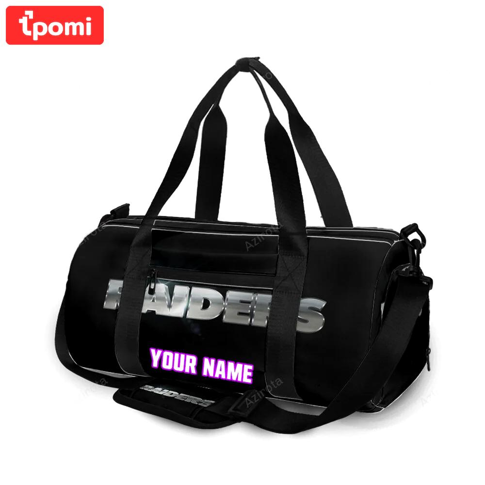 Las vegas raiders art text personalized name travel bag gym bag 484 Travel Bag