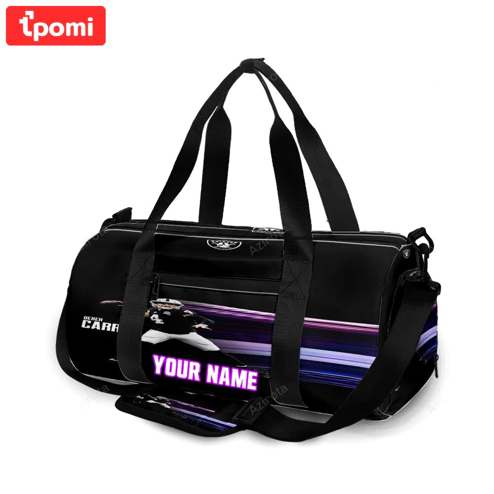 Las vegas raiders derek carr 4 v2 personalized name travel bag gym bag 2063 Travel Bag