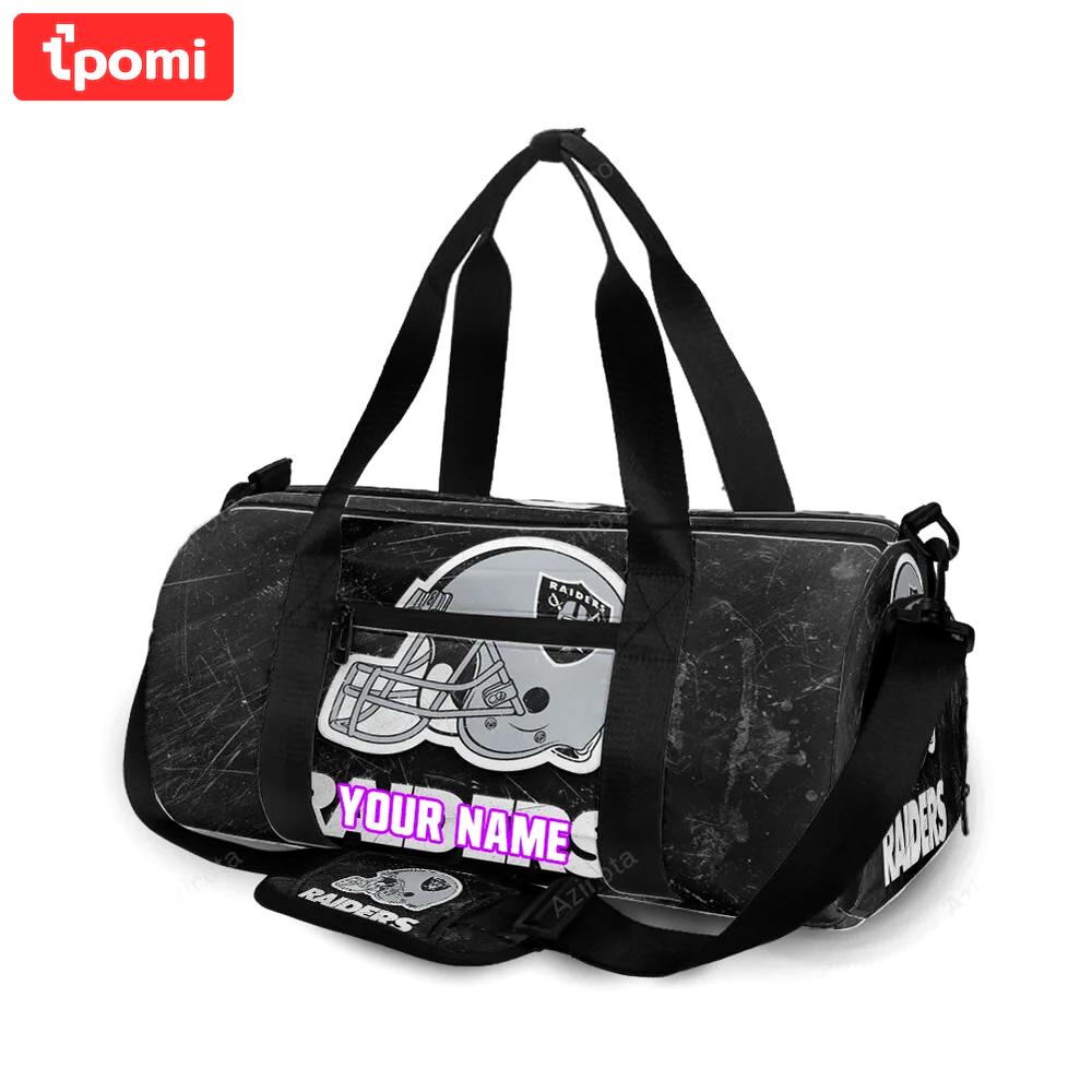 Las vegas raiders helmet metal personalized name travel bag gym bag 14 Travel Bag