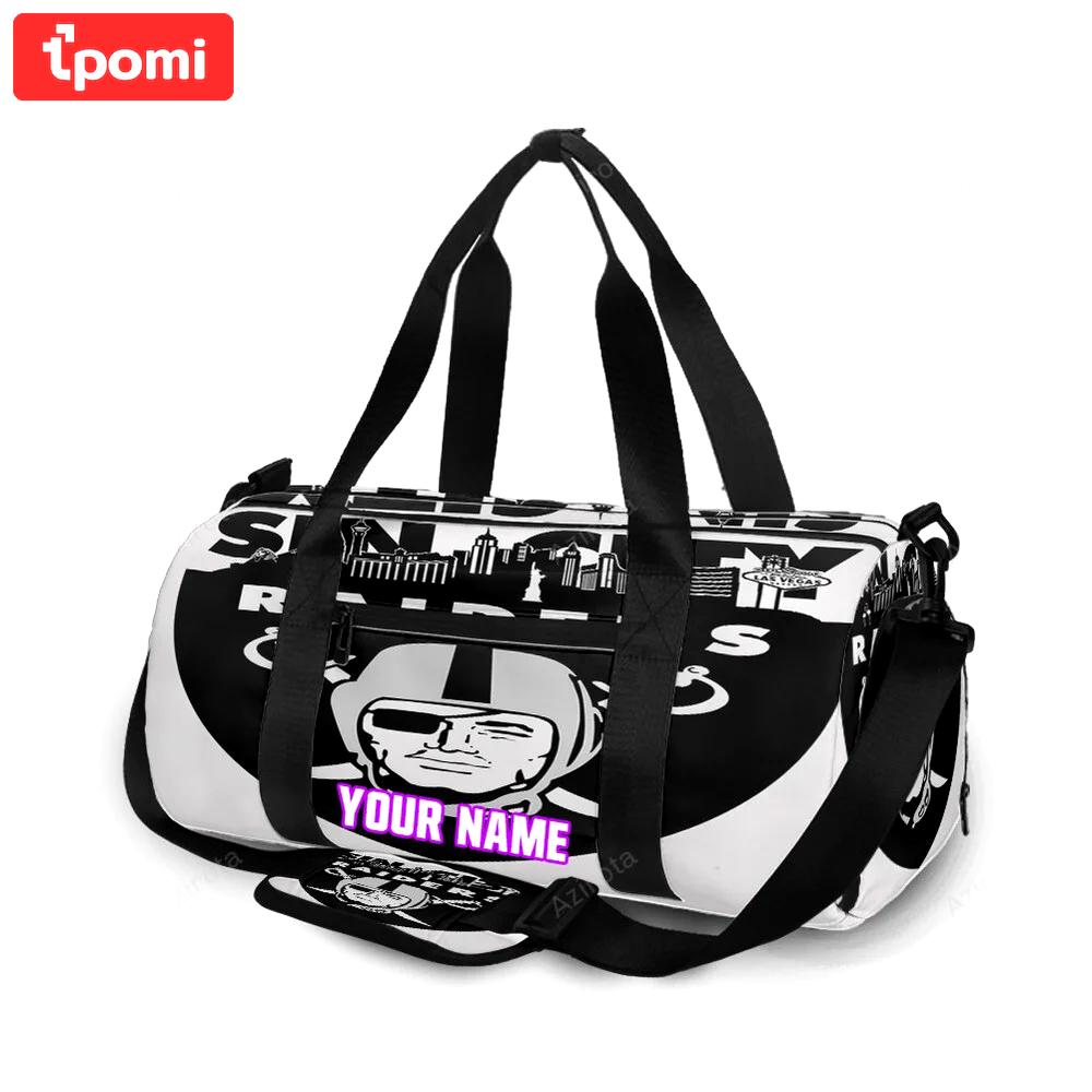 Las vegas raiders logo art sin city personalized name travel bag gym bag 1312 Travel Bag