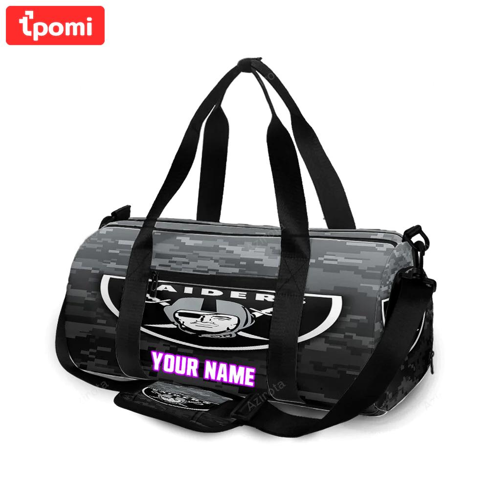 Las vegas raiders logo pattern camo personalized name travel bag gym bag 2086 Travel Bag