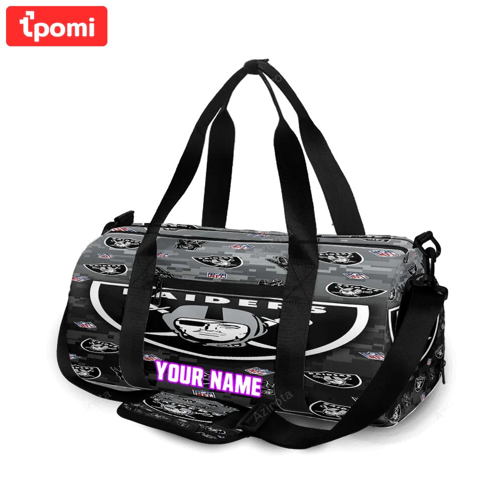 Las vegas raiders logo pattern personalized name travel bag gym bag 779 Travel Bag