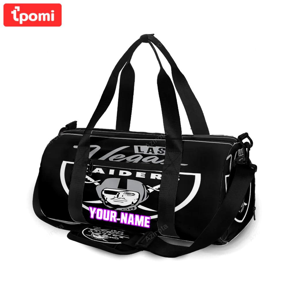 Las vegas raiders logo text2 personalized name travel bag gym bag 2109 Travel Bag