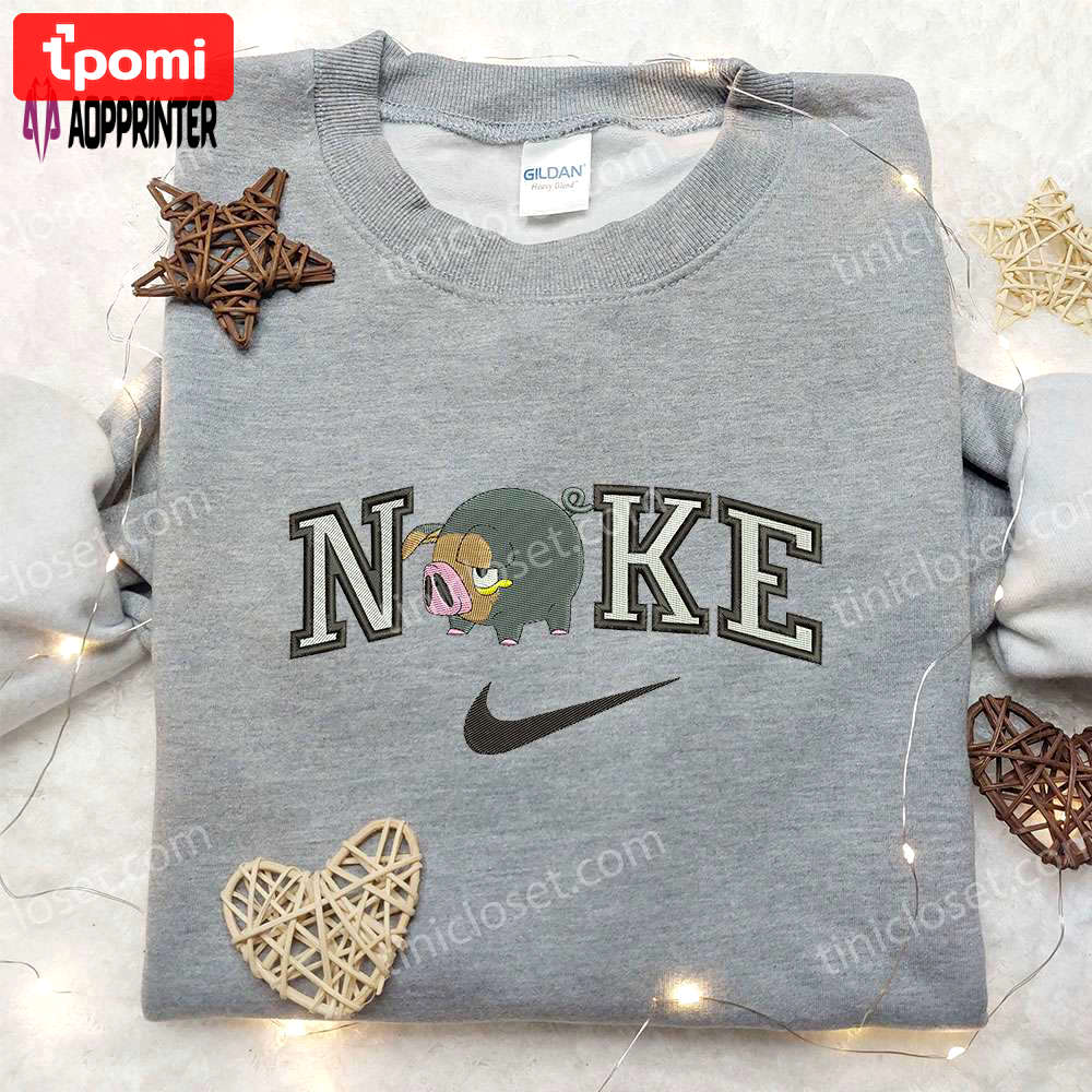 Lechonk x nike & pokemon embroidered sweatshirts nike inspired shirt Embroidered Shirt