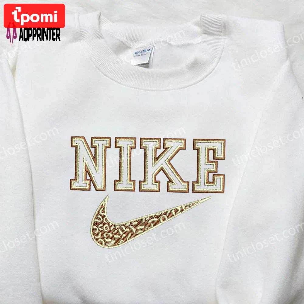 Leopard x nike embroidered sweatshirt – best family birthday gift nike inspired shirt Embroidered Shirt