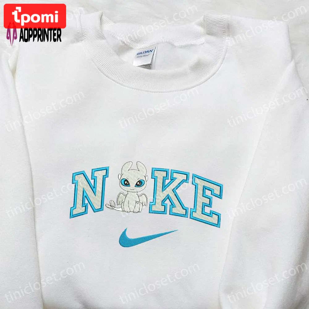 Light fury x nike embroidered sweatshirt: disney characters & nike inspired shirt Embroidered Shirt