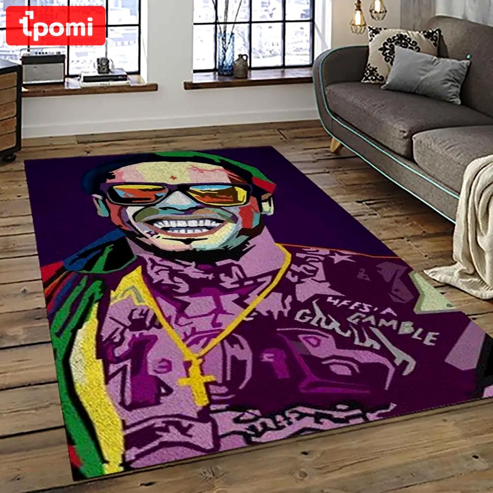 Lil wayne rapper hiphop music rap carpet area rug home decor gift for fans gift for friends lil7 Rectangle Rug
