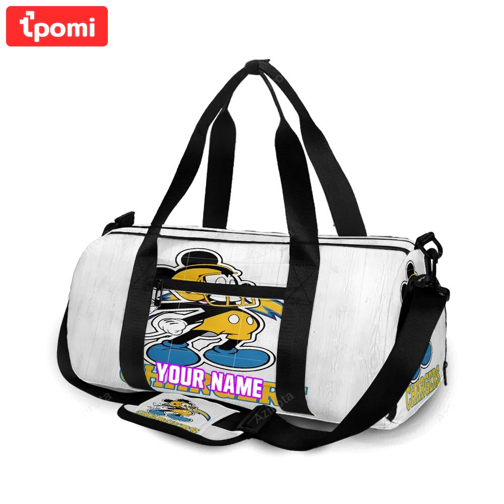 Los angeles chargers mickey v46 personalized name travel bag gym bag 53 Travel Bag