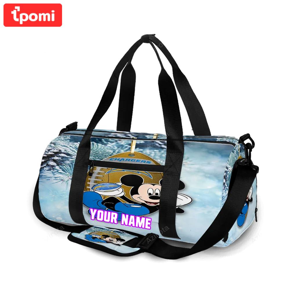 Los angeles chargers mickey v47 personalized name travel bag gym bag 1825 Travel Bag