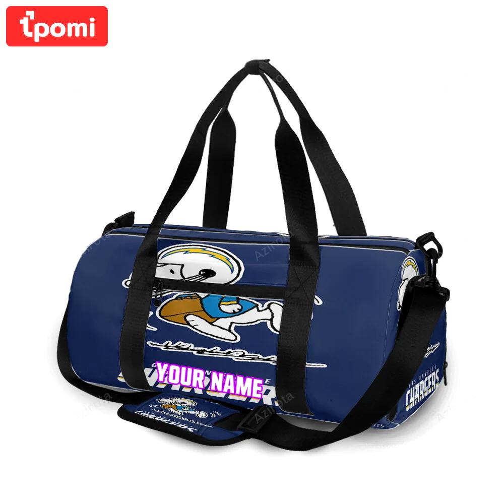 Los angeles chargers snoopy v49 personalized name travel bag gym bag 1688 Travel Bag