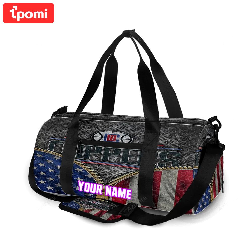 Los angeles clippers metal flag2 personalized name travel bag gym bag 604 Travel Bag