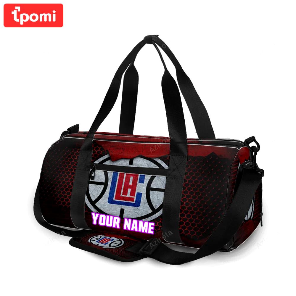 Los angeles clippers metal texture personalized name travel bag gym bag 1053 Travel Bag