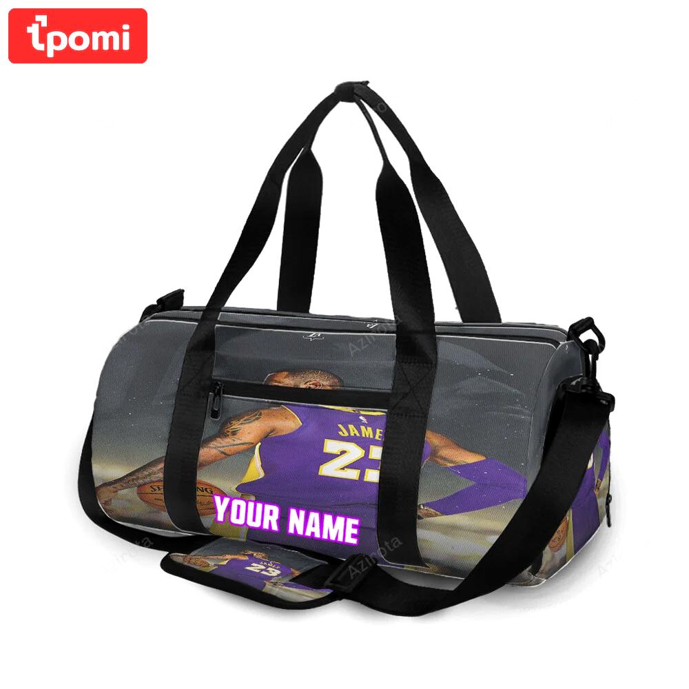 Los angeles lakers 23 lebron james v40 personalized name travel bag gym bag 1805 Travel Bag