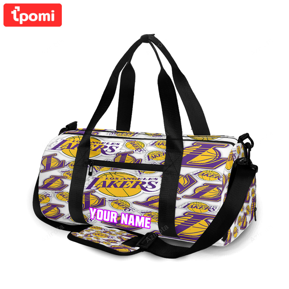 Los angeles lakers emblem v4 personalized name travel bag gym bag 950 Travel Bag