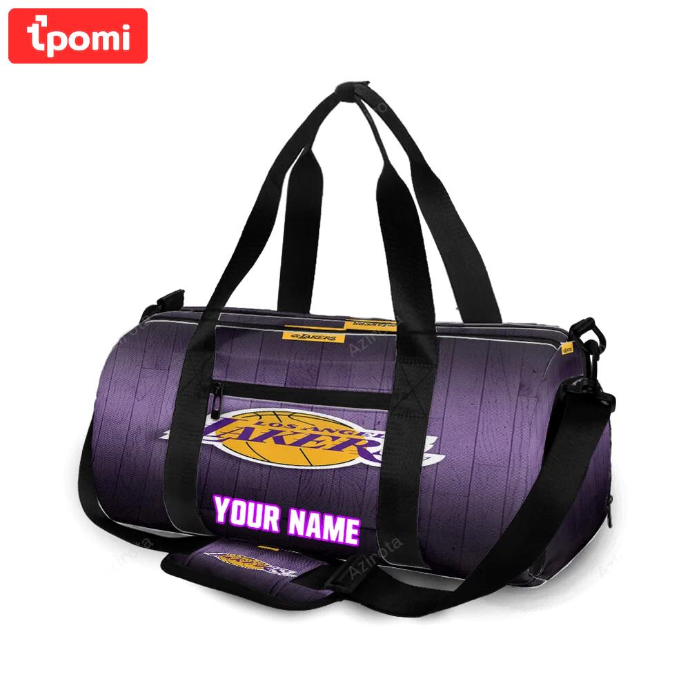 Los angeles lakers wooden v3 personalized name travel bag gym bag 1283 Travel Bag