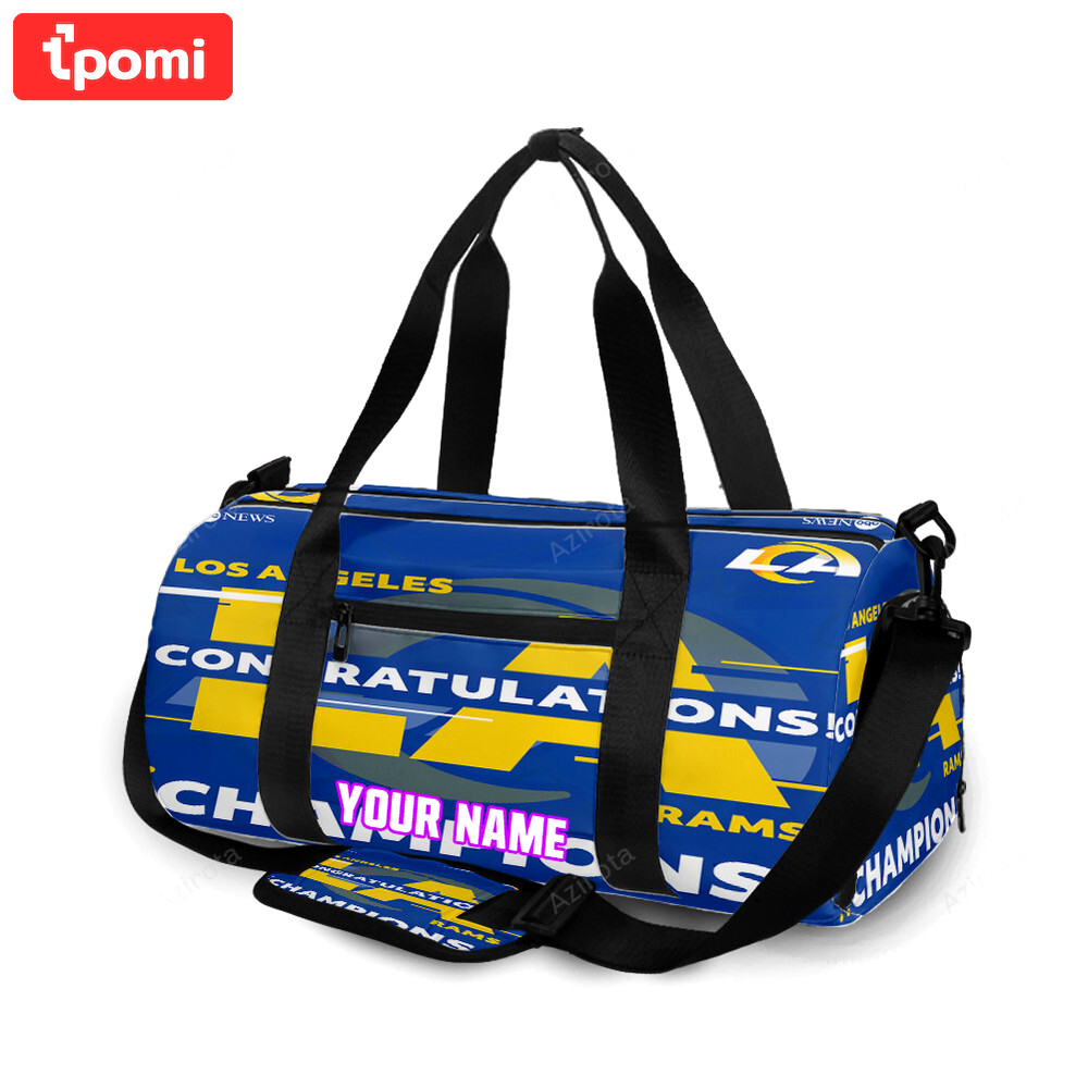 Los angeles rams congratulations blue personalized name travel bag gym bag 158 Travel Bag