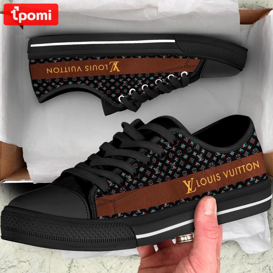 Louis vuitton black monogram low top canvas shoes sneakers hot best lv for men women 59 lwcs Low Top Canvas Shoes