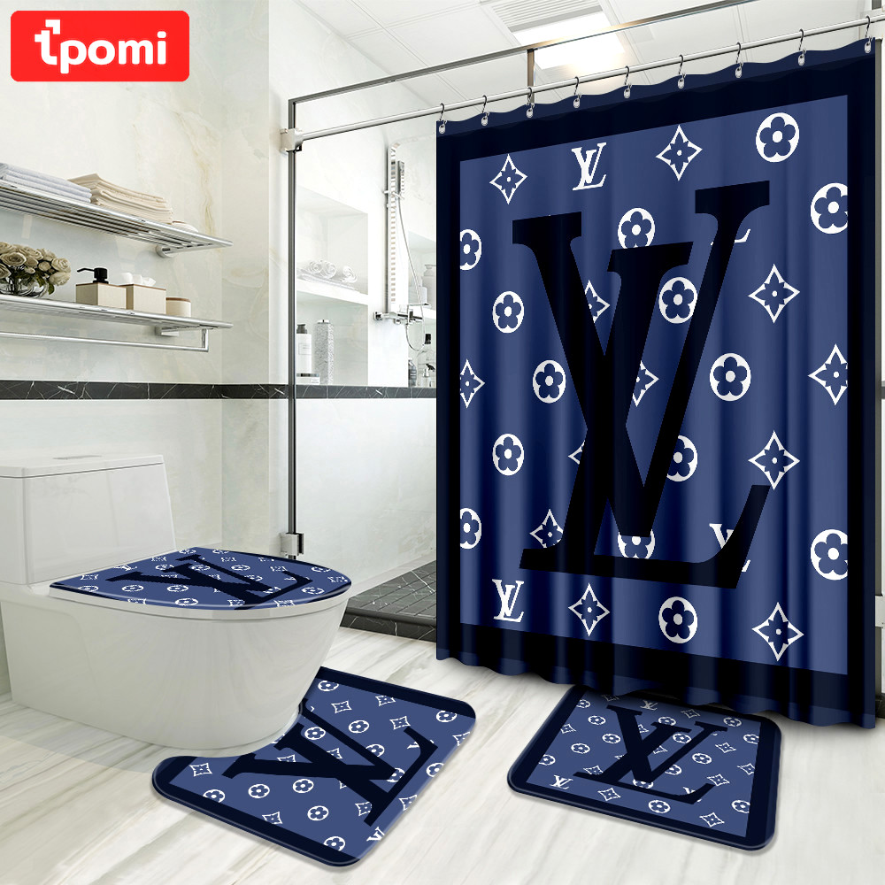 Louis vuitton blue bathroom sets luxury fashion brand home decor hypebeast bath mat Bathroom Set