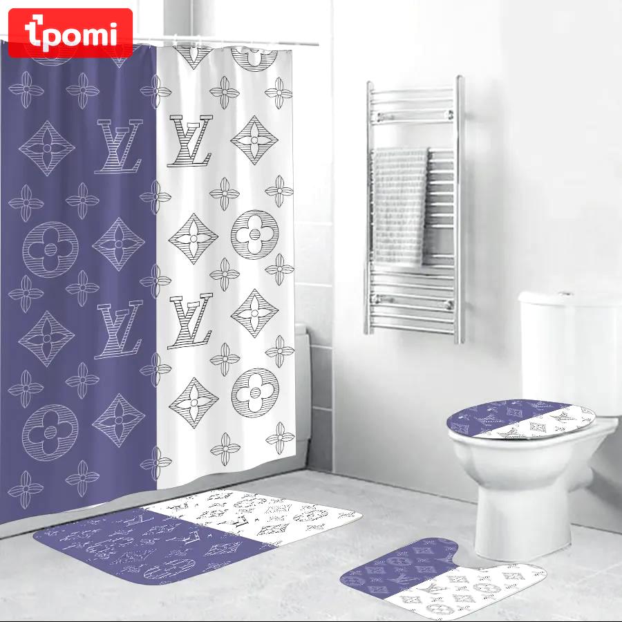 Louis vuitton blue white home decor luxury fashion brand hypebeast bath mat bathroom sets Bathroom Set