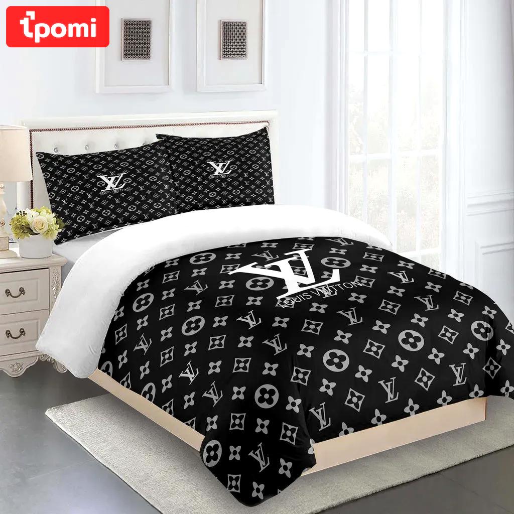 Louis vuitton fashion logo limited luxury brand bedding sets, bedroom decor , thanksgiving decorations for home 02 best luxury bed sets gift thankgivings and christmas Bedding Sets