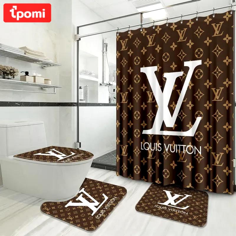 Louis vuitton fashion white logo limited luxury brand bathroom set home decor Bathroom Set