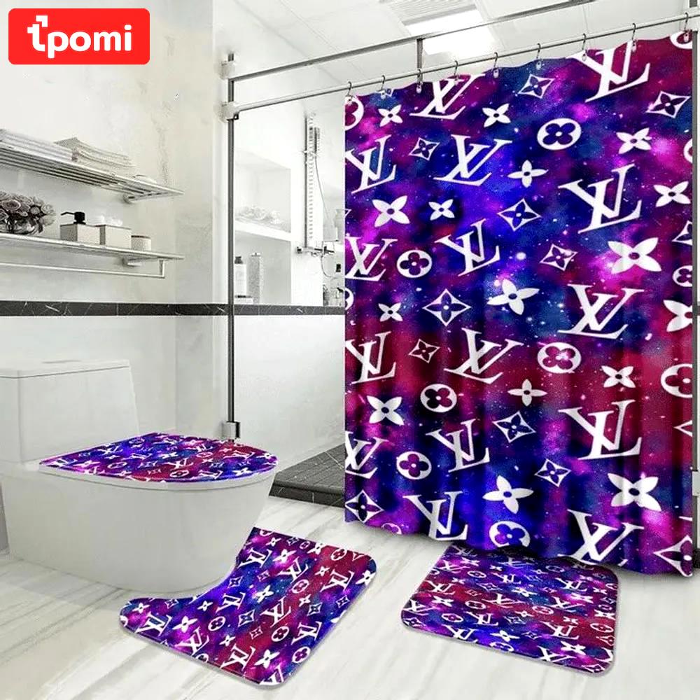 Louis vuitton galaxy bathroom sets luxury fashion brand bath mat home decor hypebeast Bathroom Set