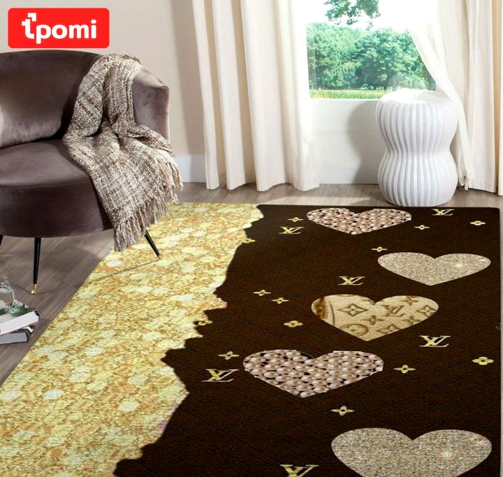 Louis vuitton heart logo type 671. Upgrade Your Living Room with Luxury Home Decor: Area Carpets, Floor Decor, Door Mats, and Hot Gift Items with style a High-End Fashion Brand Rectangle Rug