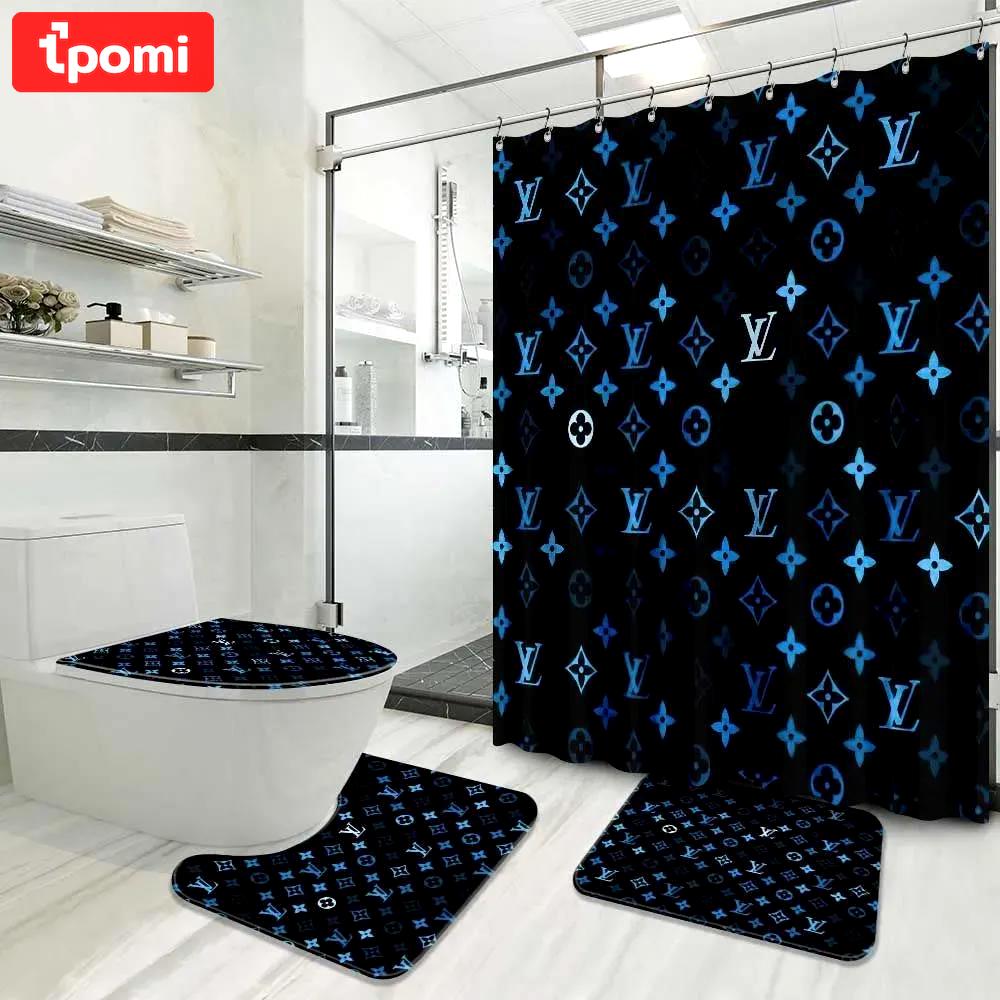 Louis vuitton logo limited luxury brand fashion black bathroom set home decor Bathroom Set