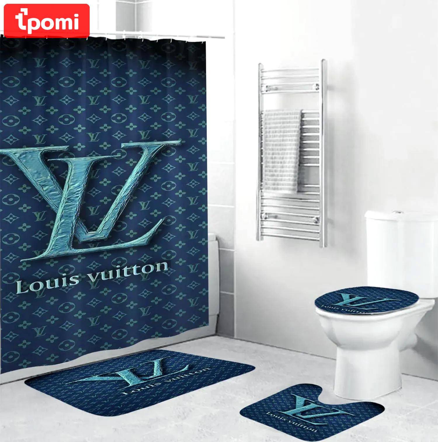 Louis vuitton logo type 1008 Bathroom Accessory Sets Hypebeast Bathroom Luxury Fashion Brand Bath Mat Set Home Decor Waterproof Shower Curtain Pedestal Rug Bathroom Sets Toilet Cover