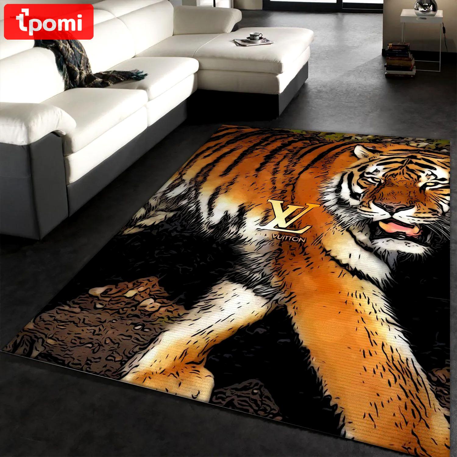 Louis vuitton logo type 161. Upgrade Your Living Room with Luxury Home Decor: Area Carpets, Floor Decor, Door Mats, and Hot Gift Items with style a High-End Fashion Brand Rectangle Rug