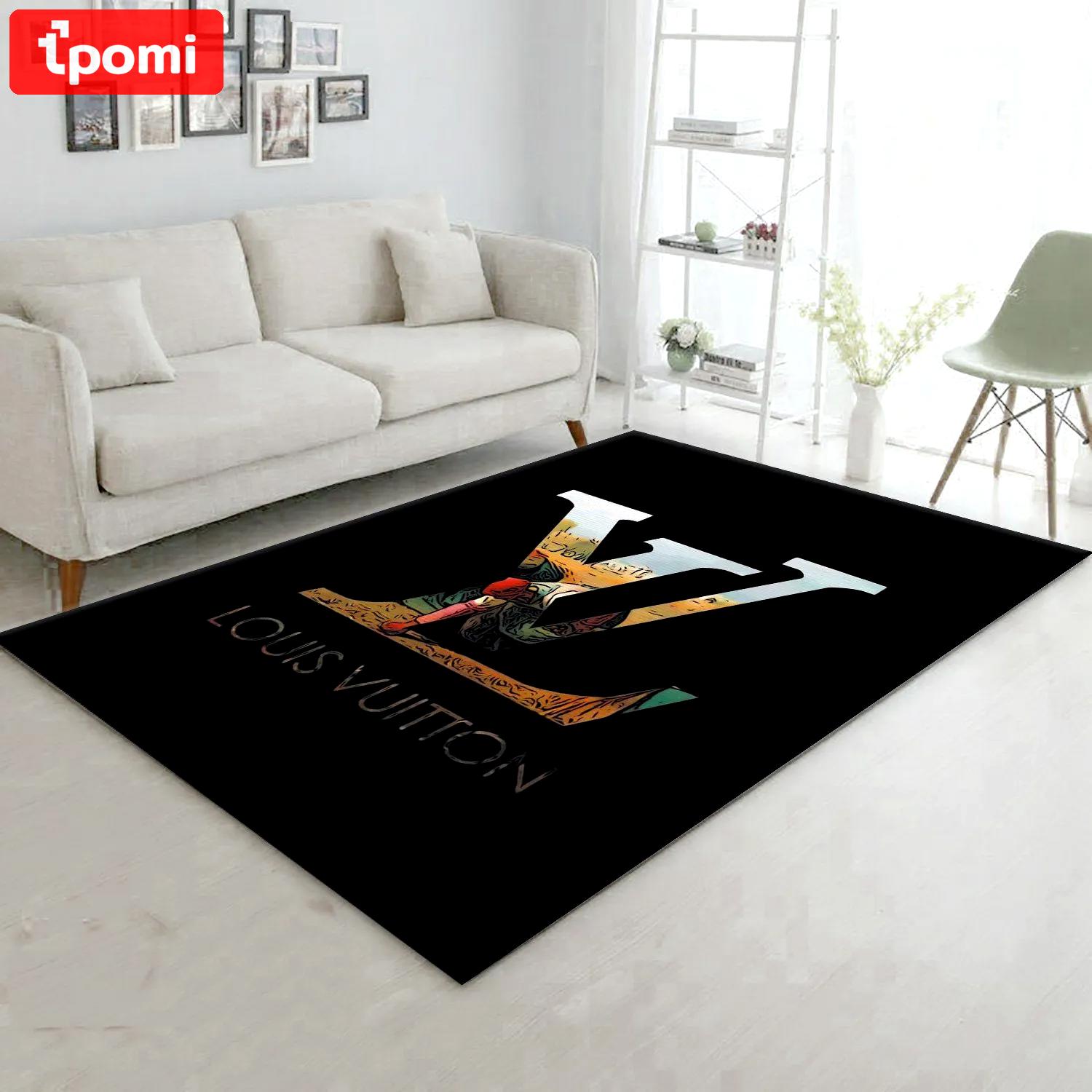 Louis vuitton logo type 772. Upgrade Your Living Room with Luxury Home Decor: Area Carpets, Floor Decor, Door Mats, and Hot Gift Items with style a High-End Fashion Brand Rectangle Rug