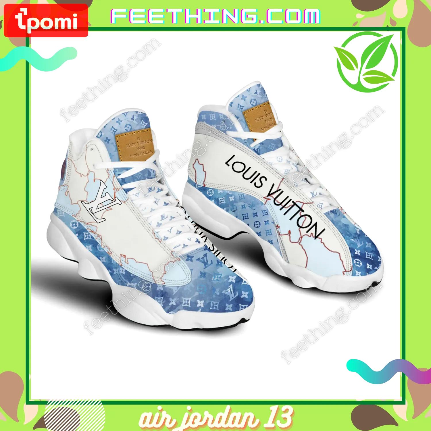 Louis vuitton luxury light blue x louis vuitton logo Air Jordan 13 Sneakers For Fans Full Size Shoes Gifts For Men Women