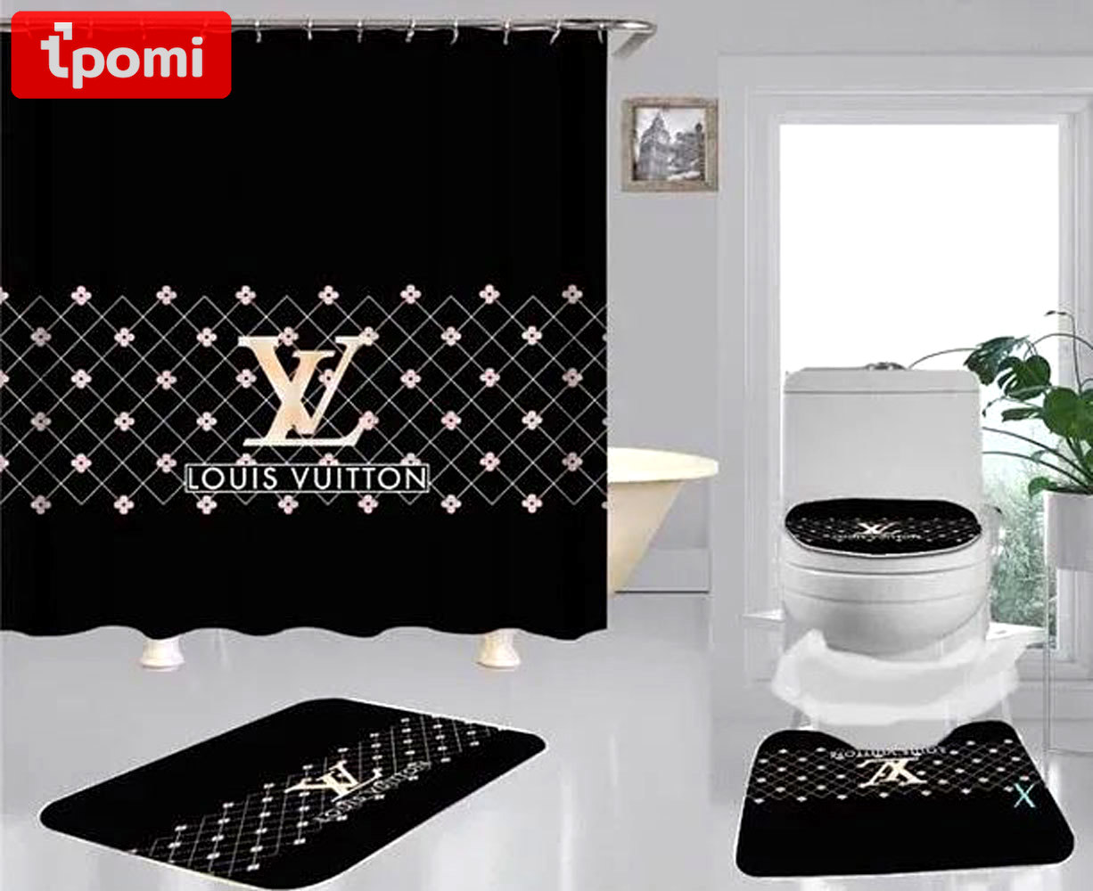 Louis vuitton lv black bathroom sets home decor hypebeast bath mat luxury fashion brand Bathroom Set