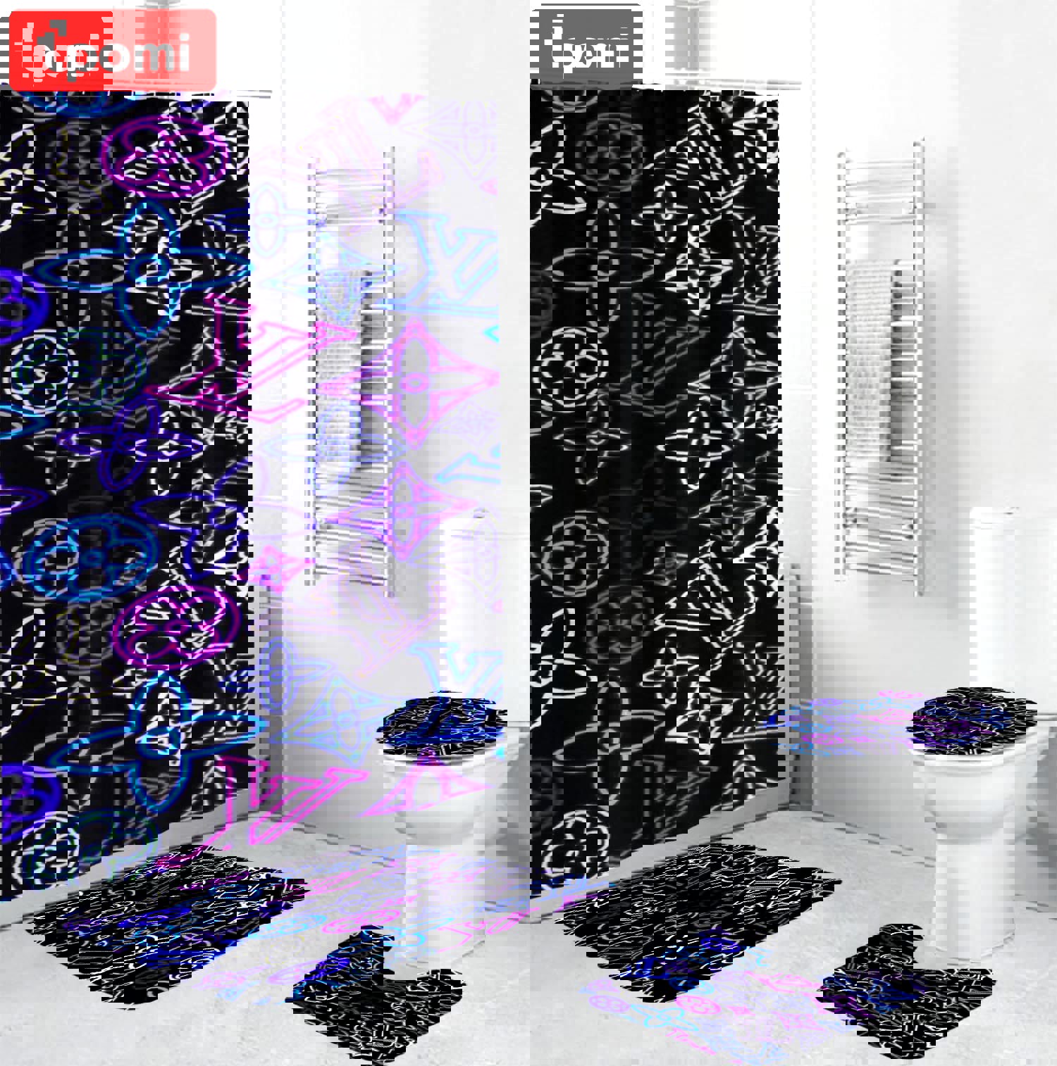 Louis vuitton lv colorful bath mat luxury fashion brand home decor bathroom sets hypebeast Bathroom Set