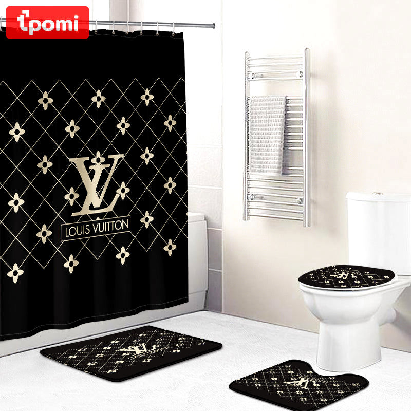 Louis vuitton lv dark luxury fashion brand hypebeast home decor bath mat bathroom sets Bathroom Set