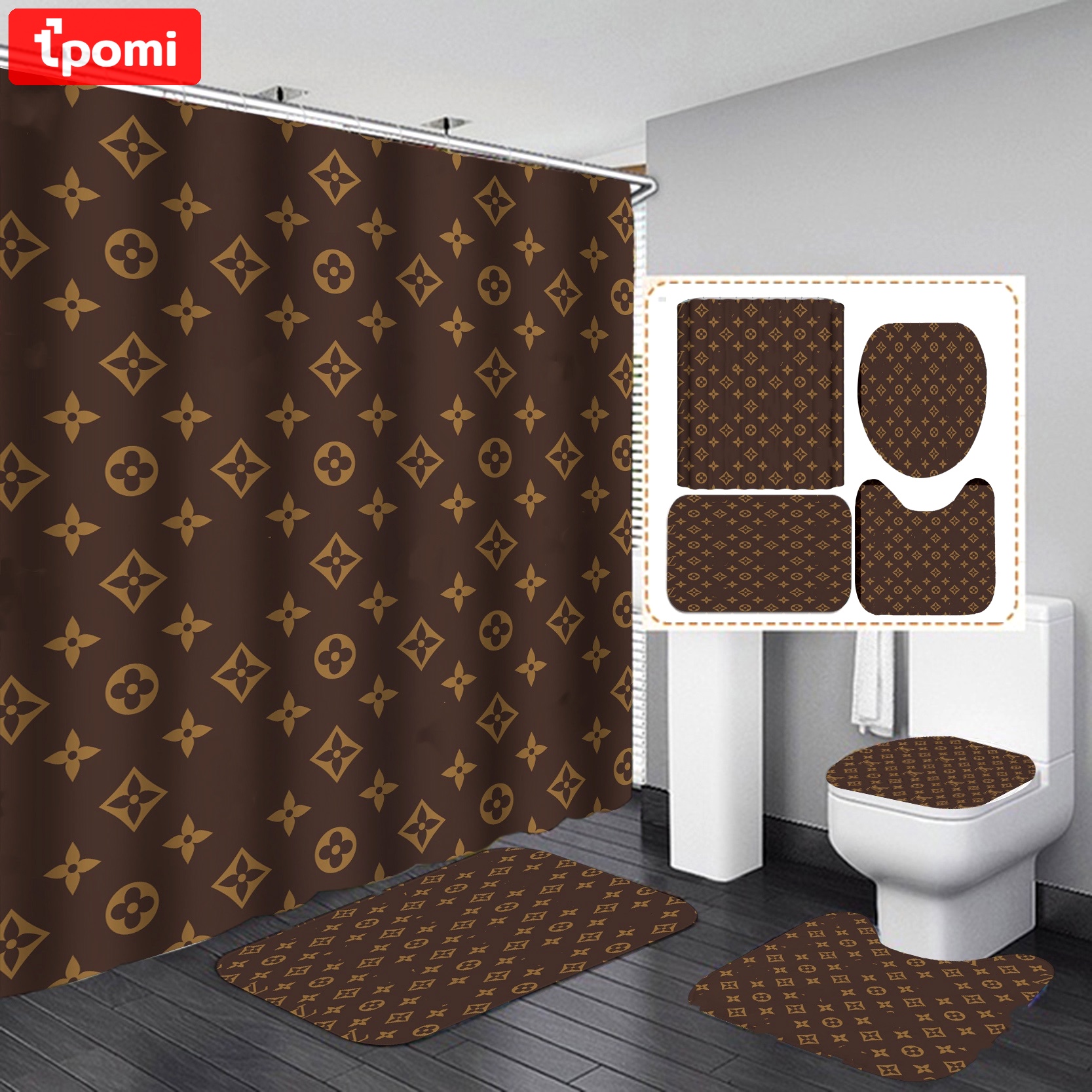 Louis vuitton lv monogram bathroom sets luxury fashion brand hypebeast home decor bath mat Bathroom Set