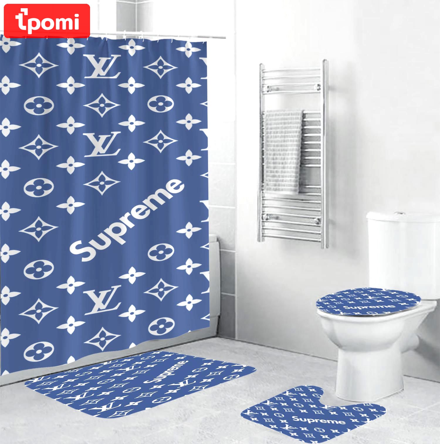 Louis vuitton lv supreme bathroom sets hypebeast home decor luxury fashion brand bath mat Bathroom Set