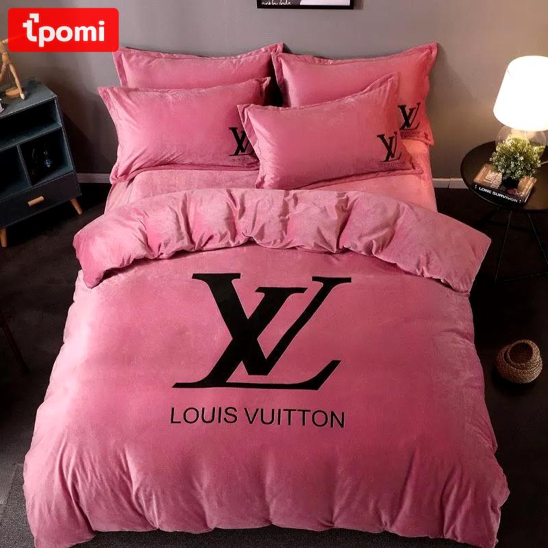 Louis vuitton pinky logo type 358 Bedding Sets hyperbeast Bedroom bedclothes covers luxury ideas duvet bedspread bed linen premium fashion brand blankets sheets home decor