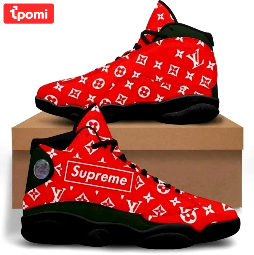 Louis vuitton supreme black reds lv Air Jordan 13 Shoes For Fans Sneakers Gifts For Men Women Full Size