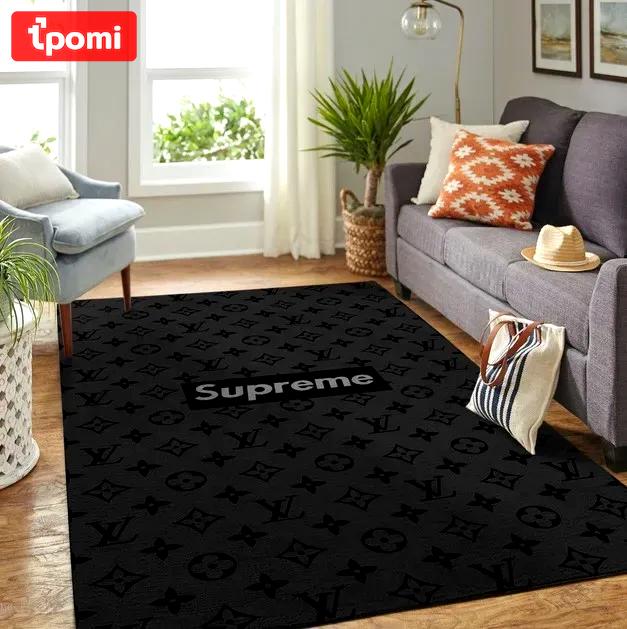 Louis vuitton supreme limited logo type 1082. Upgrade Your Living Room with Luxury Home Decor: Area Carpets, Floor Decor, Door Mats, and Hot Gift Items with style a High-End Fashion Brand Rectangle Rug