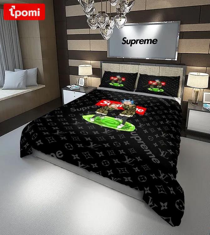 Louis vuitton supreme rick and morty luxury brand high-end     Bedding Sets sheets covers bed linen bedclothes bedroom idea bedspread blankets duvet home decor