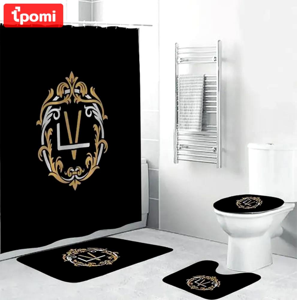 Louis vuittonblack bathroom set luxury fashion brand home decor hypebeast bath mat Bathroom Set