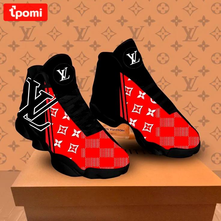 Louis vuittons black red lv Air Jordan 13 Gifts For Men Women Full Size Shoes Sneakers For Fans