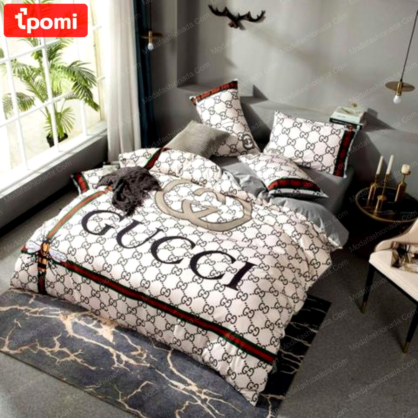 Luxury gucci logo fashion luxury brand model 25 bedding set home decoration Bedding Sets