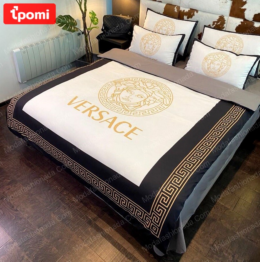Luxury versace white yellow logo brands 13  Bedding Sets sheets covers Bedroom ideas bed linen bedspread home decor bedclothes duvet blankets