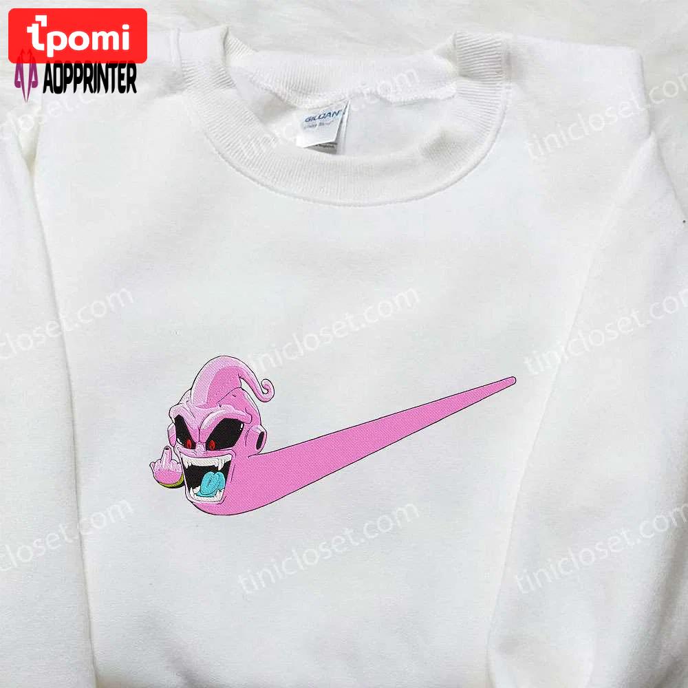 Majin boo x nike swoosh anime hoodie & dragon ball embroidered shirt nike-inspired apparel Embroidered Shirt