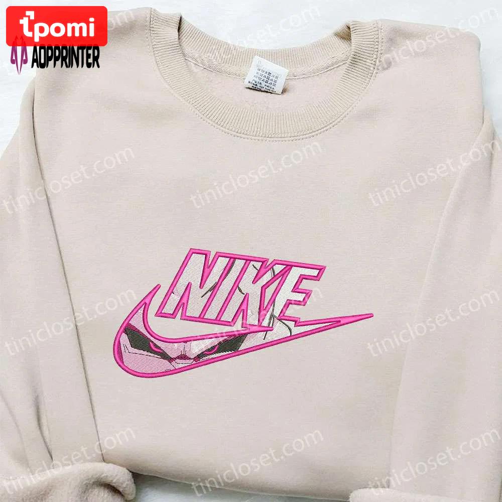 Majin buu x nike anime & dragon ball embroidered shirt: unique nike inspired design Embroidered Shirt